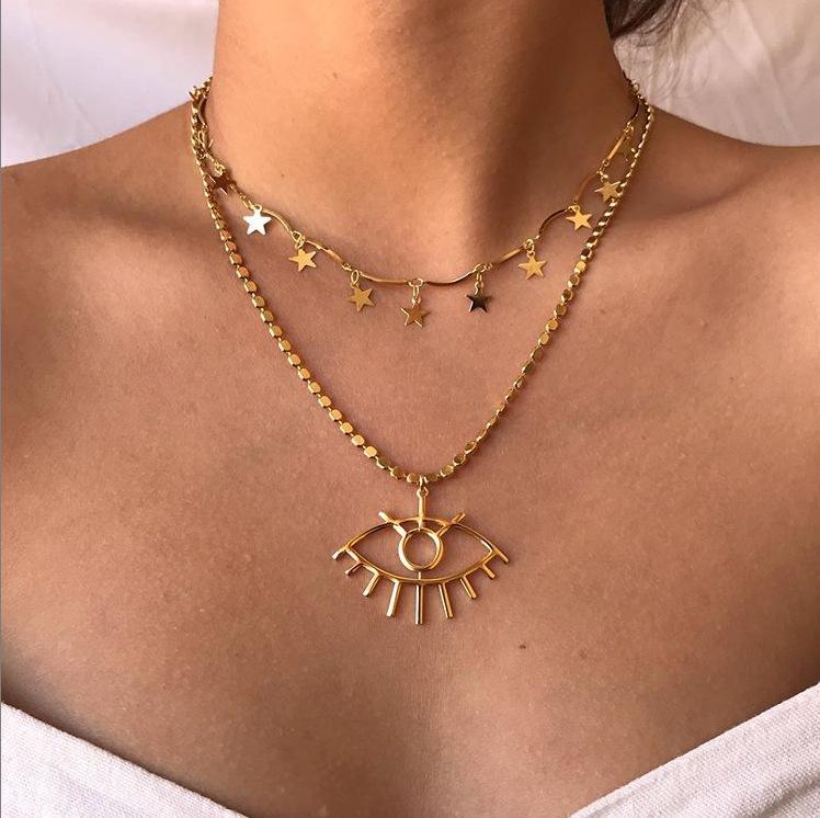 PLAYTED | 2 Piece Star and Eye Layer Necklace |18K Gold Plated | Designed in Italy
