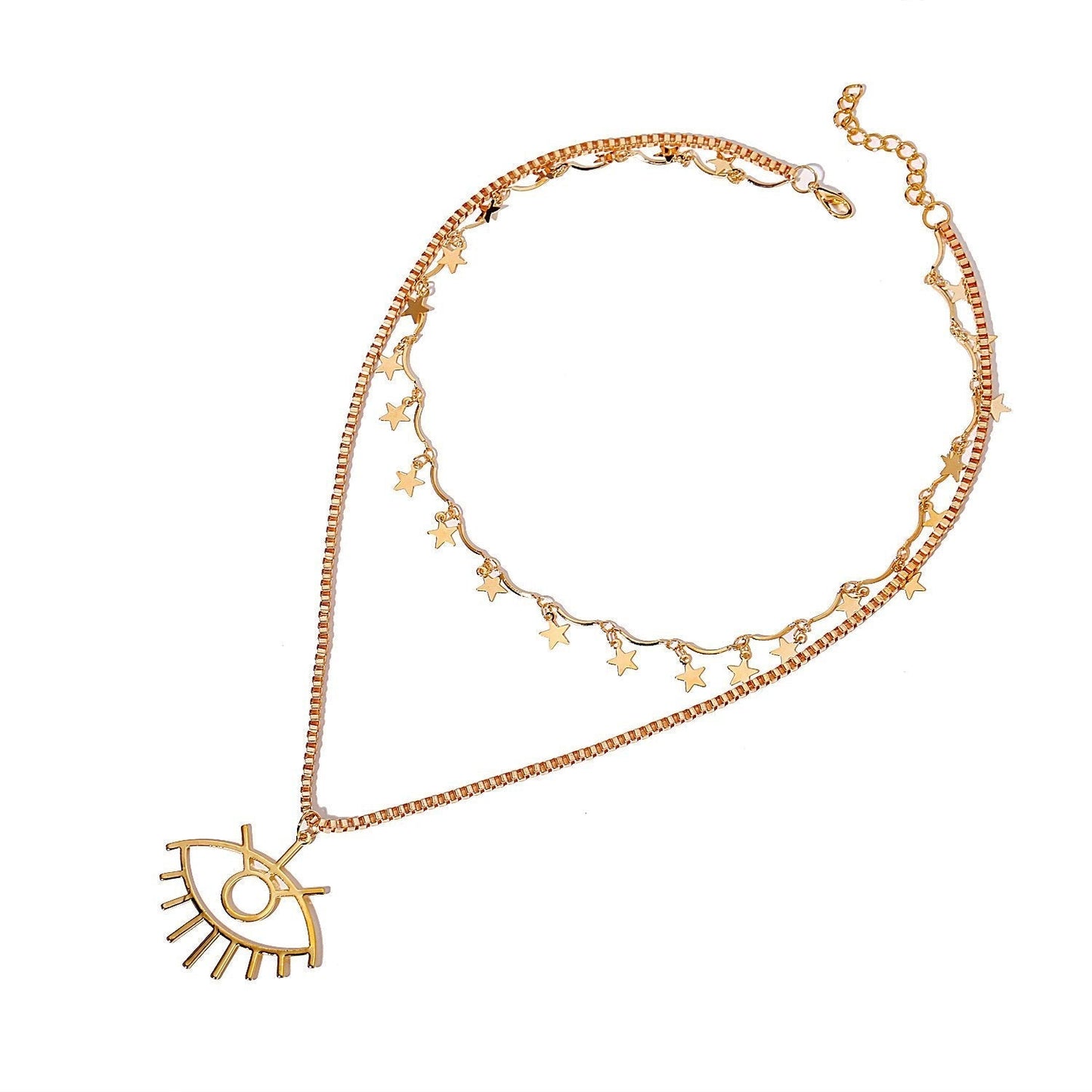PLAYTED | 2 Piece Star and Eye Layer Necklace |18K Gold Plated | Designed in Italy